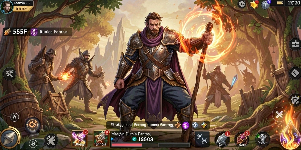 Screenshot gameplay SLG menampilkan pertempuran epik dengan grafik yang memukau.