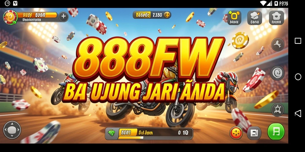 Screenshot menampilkan aksi mendebarkan dalam balapan di 888FW.