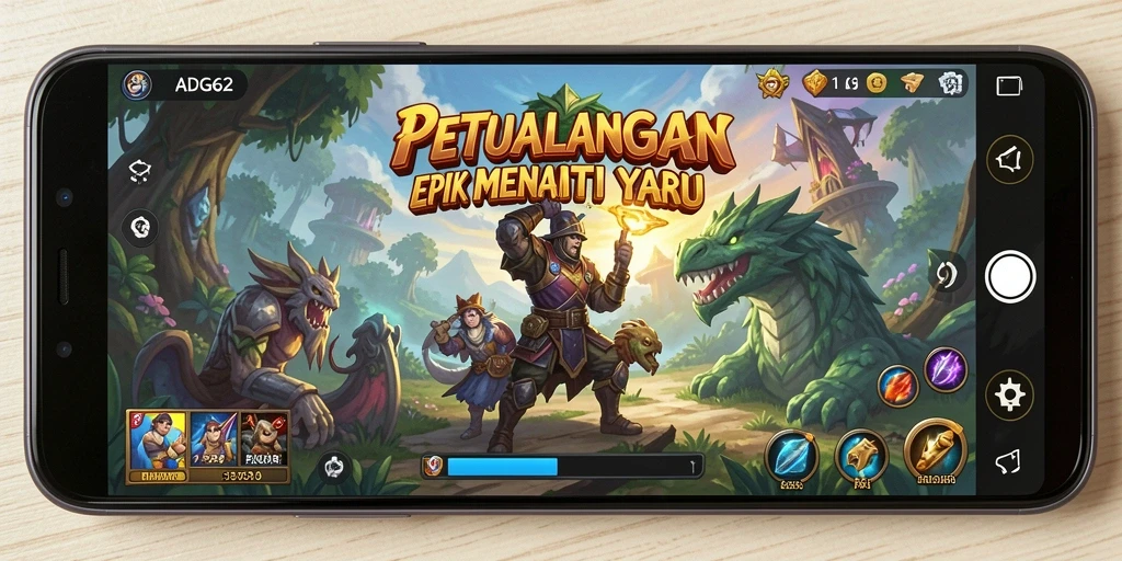 Tangkapan layar menunjukkan momen seru dalam gameplay ADG62.