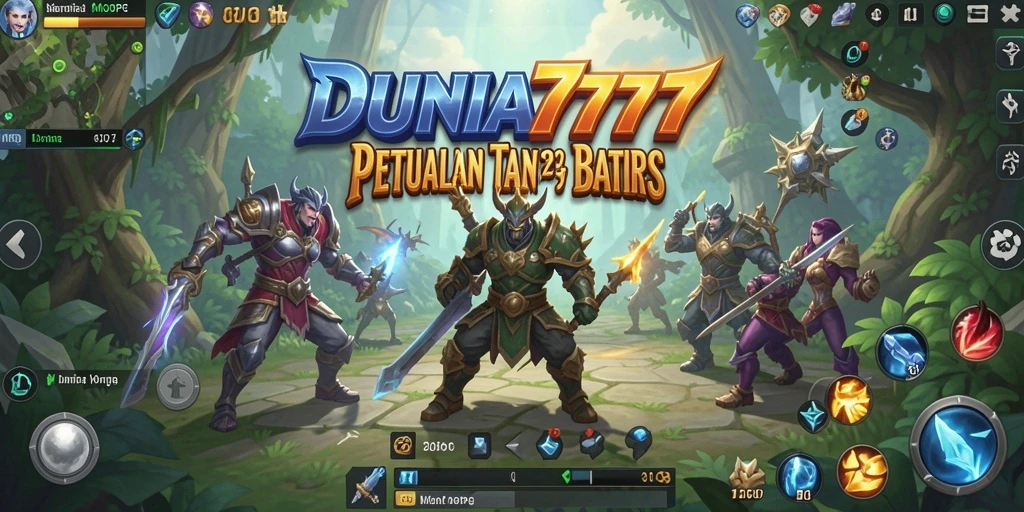 Tangkapan layar gameplay DUNIA777 menampilkan pertarungan epik dalam dunia MMORPG.