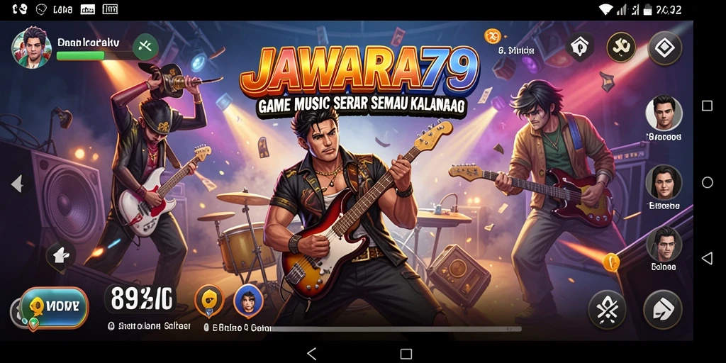 Tampilan gameplay seru JAWARA79 dengan berbagai genre musik.