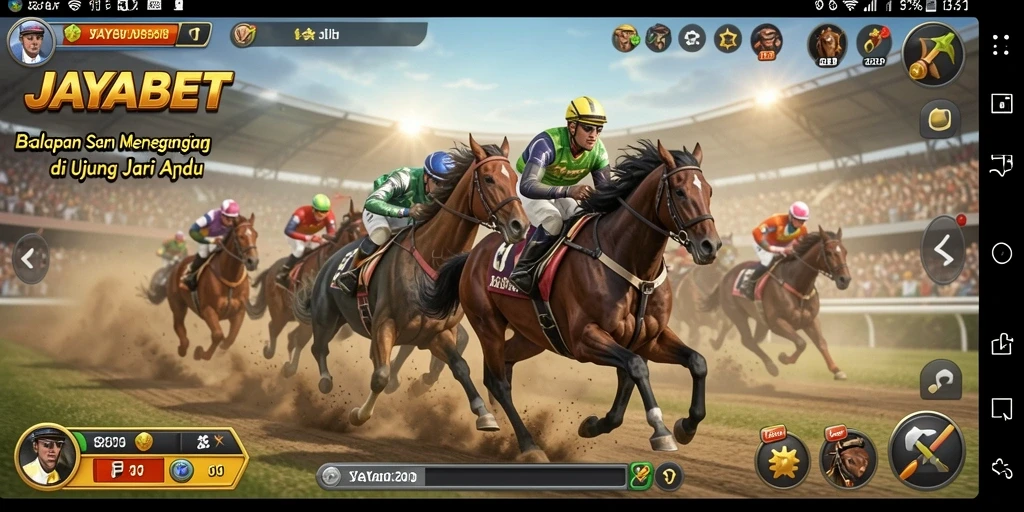 Gameplay JAYABET menunjukkan balapan seru dengan kecepatan tinggi.
