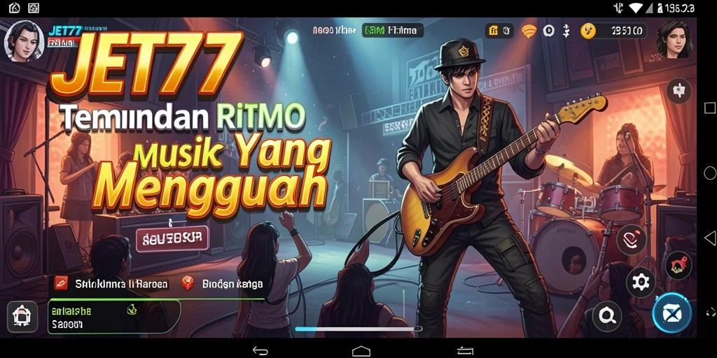 Tampilan gameplay JET77 yang penuh energi dan warna.