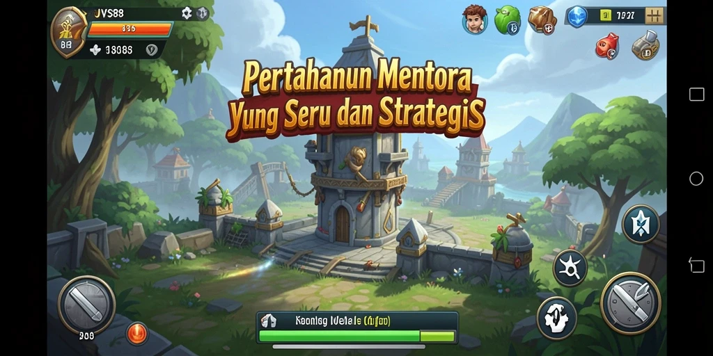 Tangkapan layar menampilkan pertempuran epik dalam permainan Tower Defense.