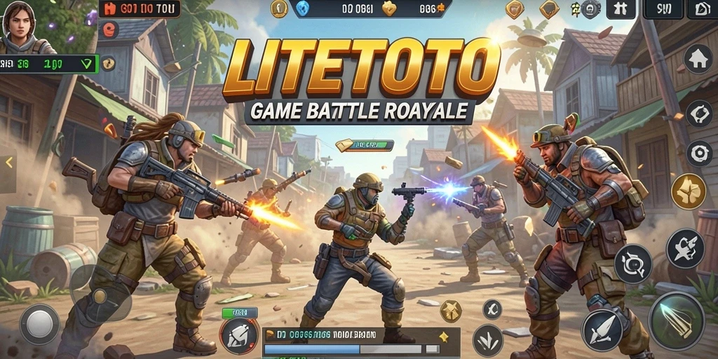 Tampilan gameplay menarik dalam LITETOTO dengan aksi Battle Royale.