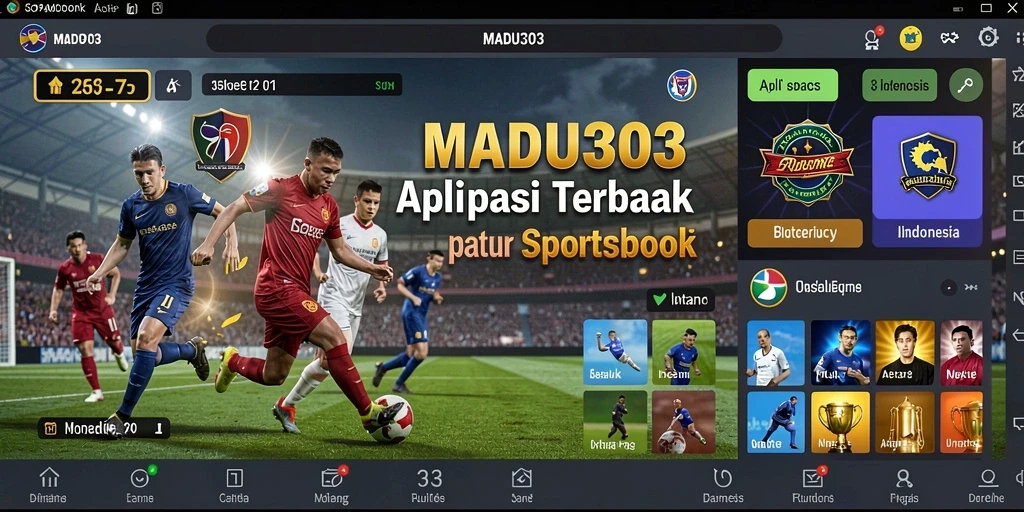 Screenshot gameplay <strong>MADU303</strong> menampilkan taruhan langsung pada pertandingan olahraga.