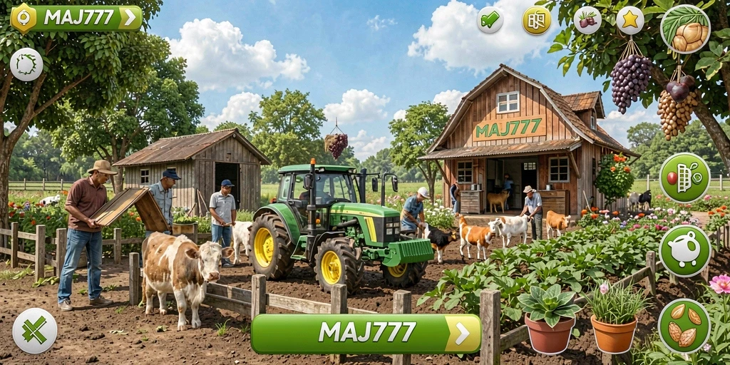 Tampilan gameplay MAJ777 yang menggembirakan di dunia pertanian.
