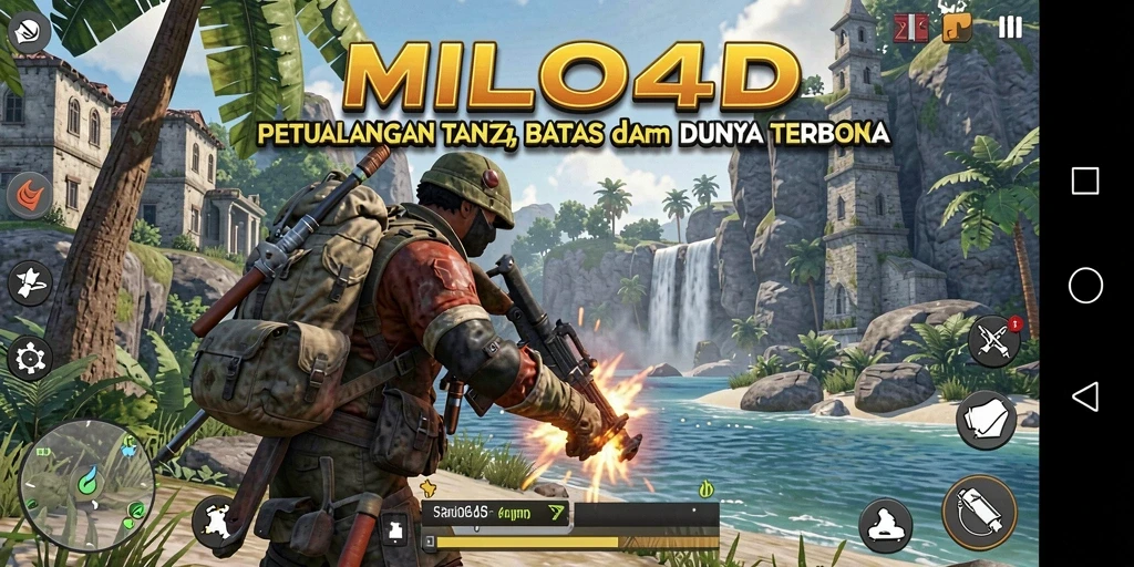 Screenshot gameplay MILO4D menunjukkan dunia terbuka yang luas dan indah.