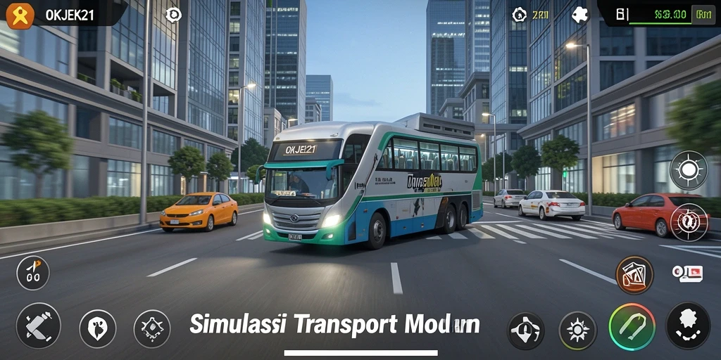 Screenshot utama OKJEK21 menampilkan gameplay berkendara yang mendebarkan.