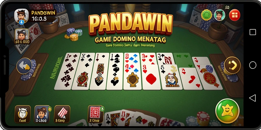 Tampilan gameplay seru dalam permainan Domino PANDAWIN.