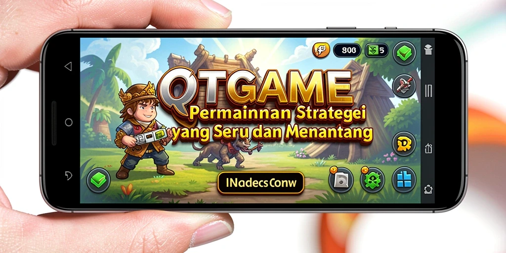 Screenshot gameplay QTGAME menampilkan strategi dan pertempuran.