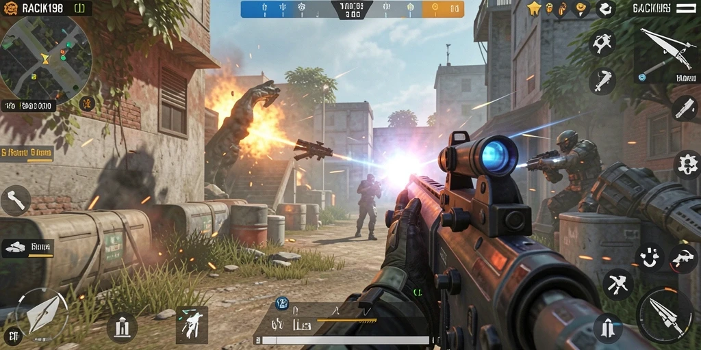 Tangkapan layar gameplay <strong>RACIK198</strong> menampilkan aksi menegangkan di medan tempur.