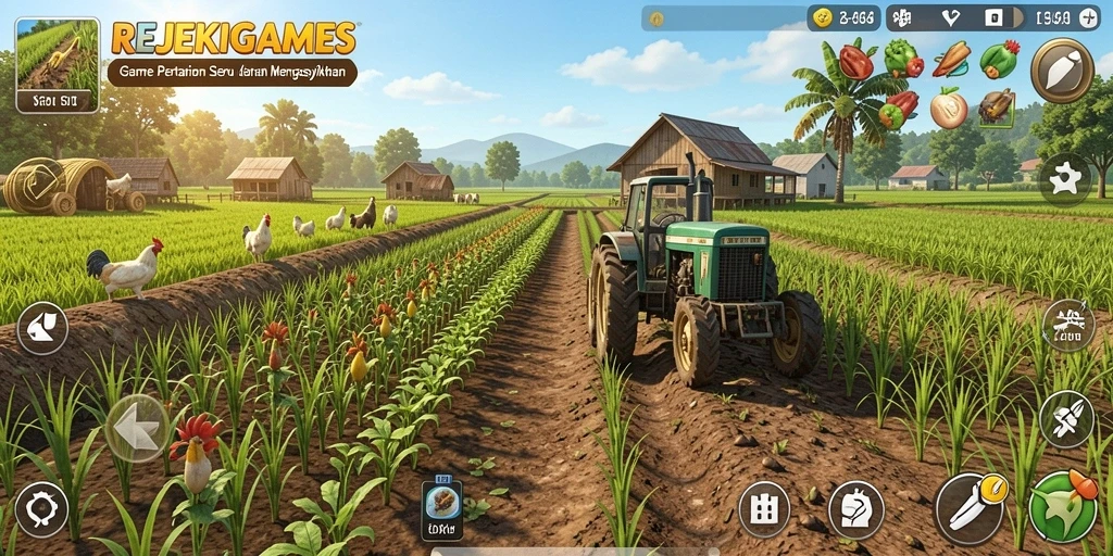 Tampilan gameplay menarik dari REJEKIGAMES dengan aktivitas bertani.