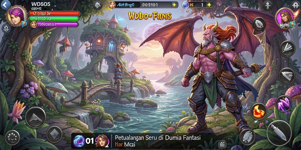 Gameplay WDBOS menampilkan petualangan mendebarkan di dunia fantastis.